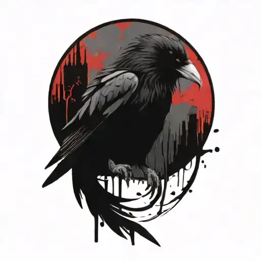 Gothic Raven Perched On Top