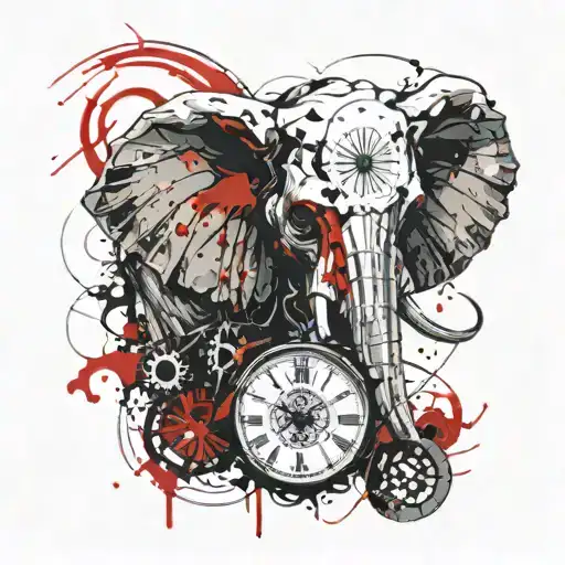 Eye Elephant Skull With Clock