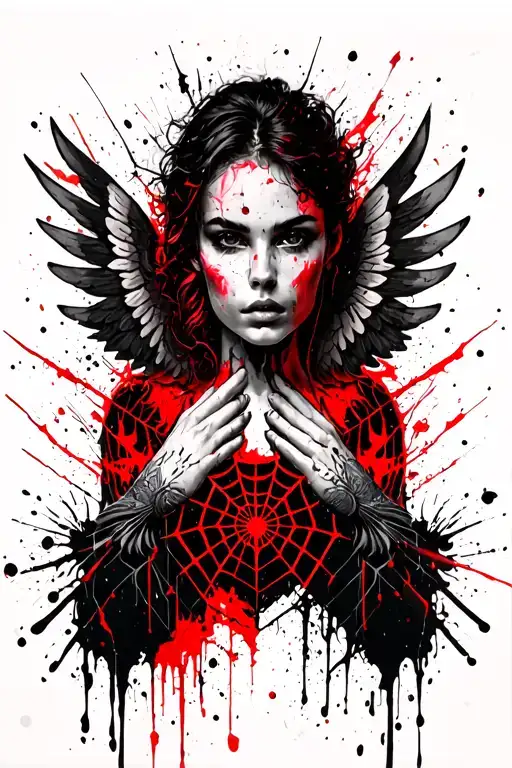 Angle Wings On Arm With Spider Web Elbow