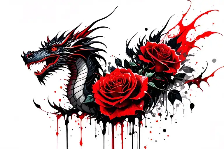 Dragon Intertwined Roses