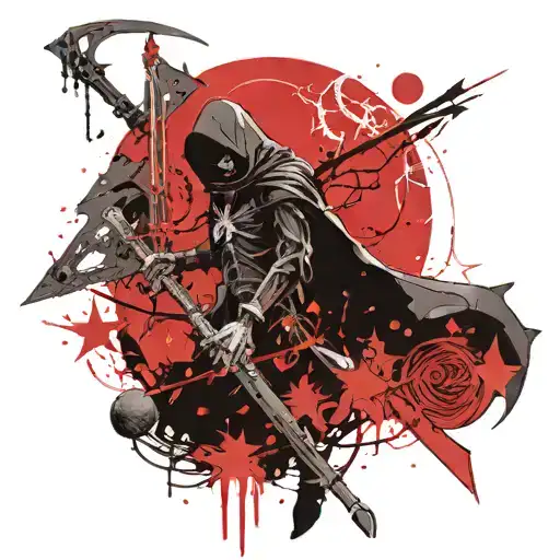 Final Fantasy Reaper And Moon Surrounded By Stars