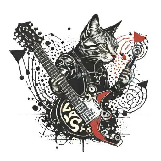 Gothic Style Cat Playing A Guitar