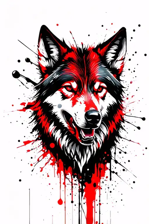 Goth Red And Black Wolf