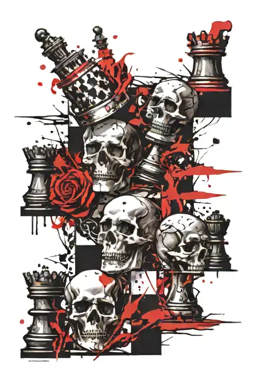 Chess Board And Skulls