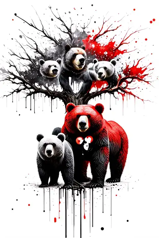 Family Of 4 Bears Family Tree Intertwined