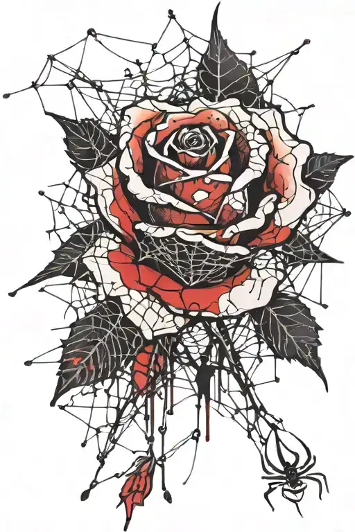 A Rose Wrapped In Spider Web
