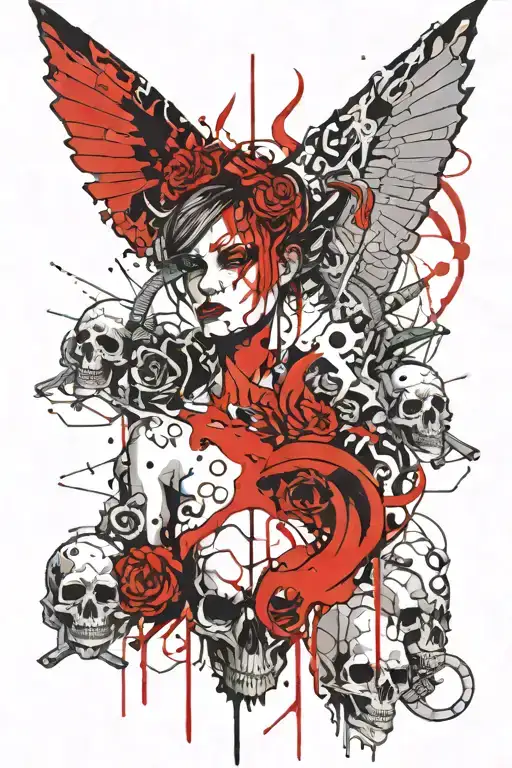 Lilith Evil Demon With Skulls Surrounded