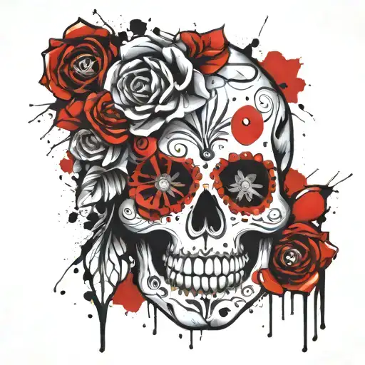 Sugar Skull With Ladybug Paint