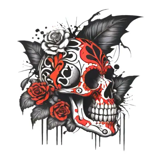 Sugar Skull With Ladybug Paint