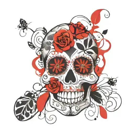 Sugar Skull With Ladybug Paint