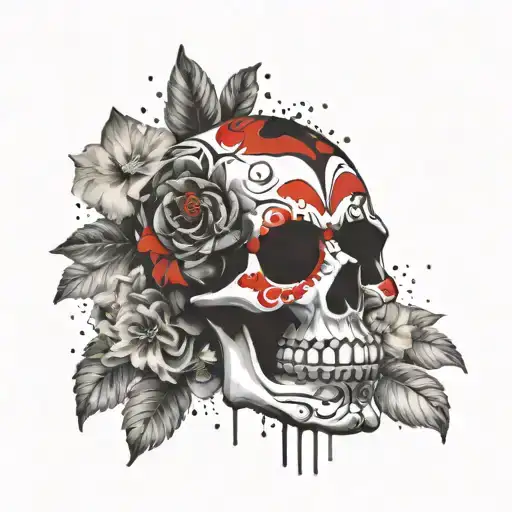 Sugar Skull With Ladybug Paint