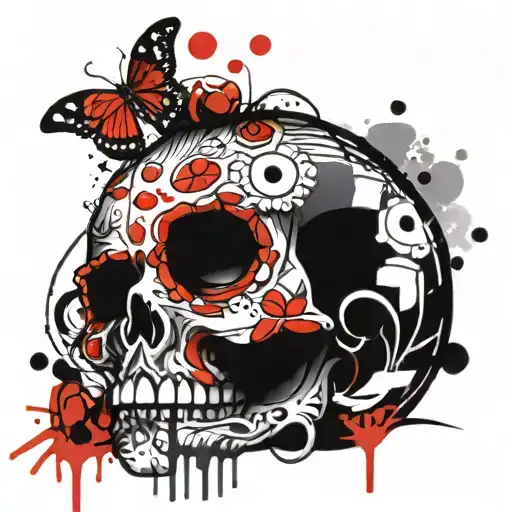 Sugar Skull With Ladybug Paint