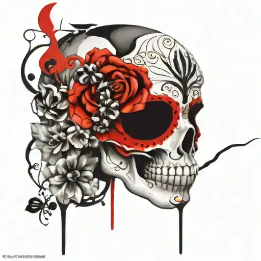 Sugar Skull With Ladybug Paint