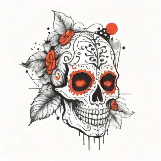 Sugar Skull With Ladybug Paint