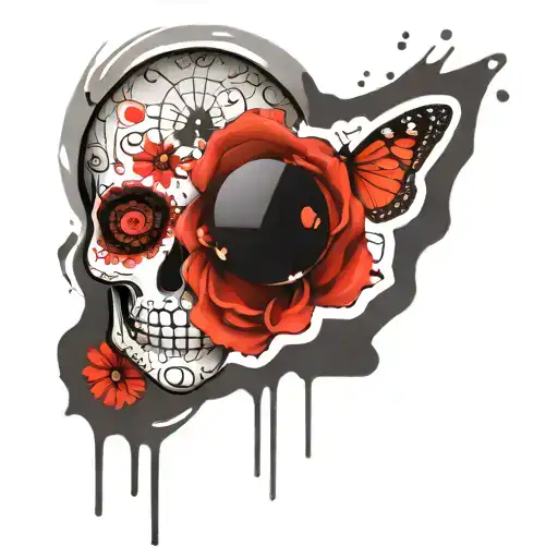 Sugar Skull With One Ladybug