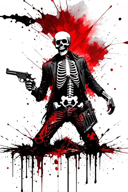 Decaying Skeleton Gunslinger In A Sandstorm