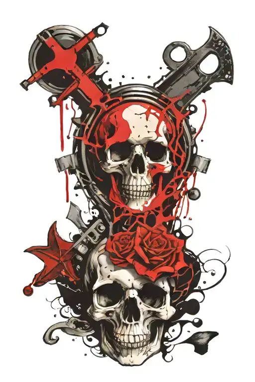 Sand Clock Heart Skull Inside