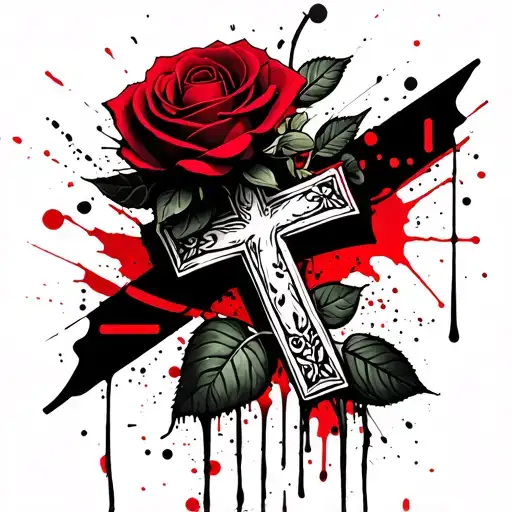 Rose With Cross Wrapped