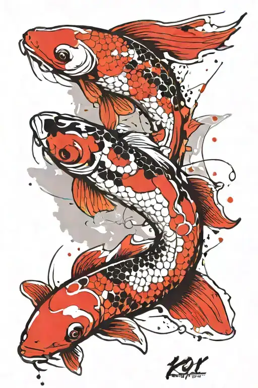 Koi Fish Swimming Upstream