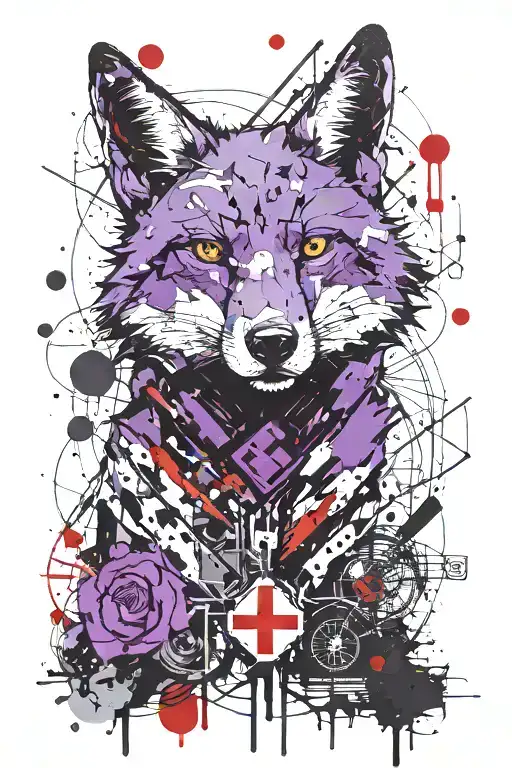 Purple Fox With American Red Cross