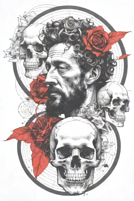 Marcus Aurelius And Skull Surrounded