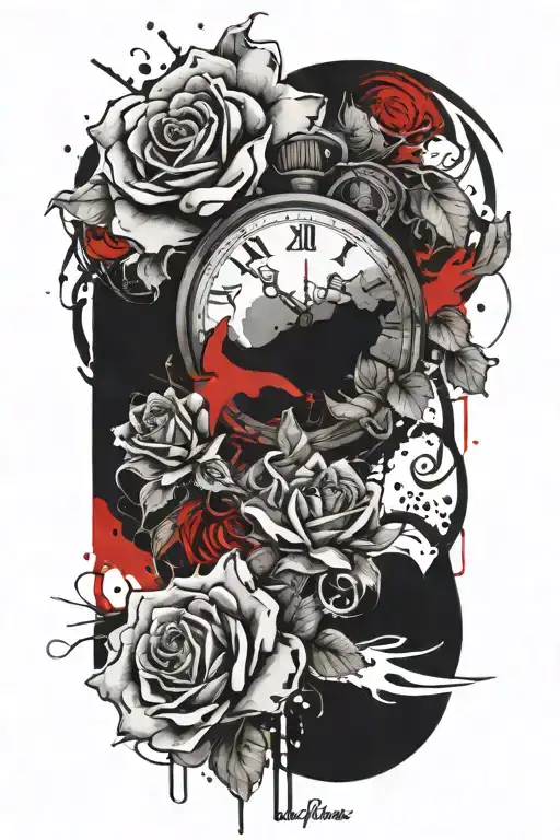 Tattoo Of A Rose And 4 O'clock Magic Shop