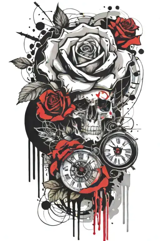 Tattoo Of A Rose And 4 O'clock Magic Shop