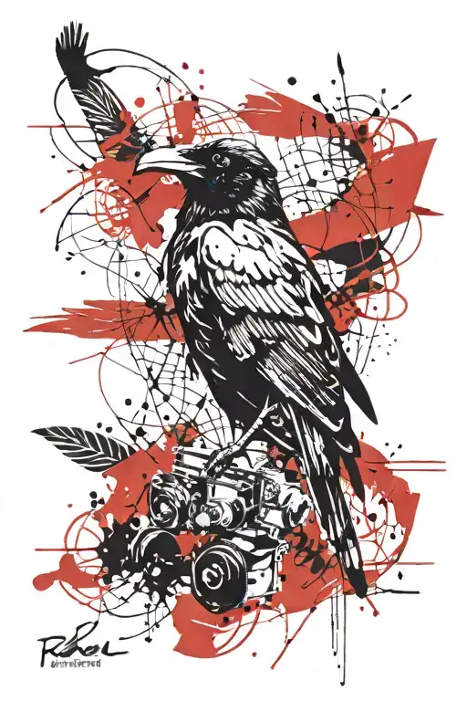 Raven Lines With Inscriptions