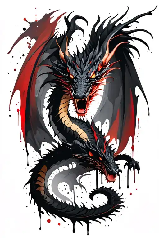 Black Dragon Full Body Shaped Like