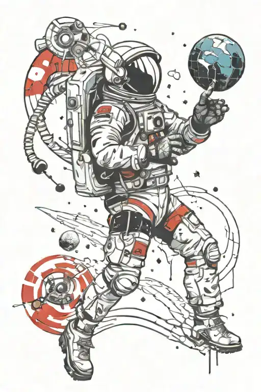 Maori Tattoo With Astronaut Floating