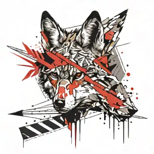 Coyotes Head With An Arrow Wrapped