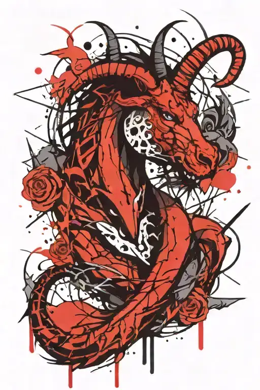 Capricorn Angry With A Dagger Around The Ground