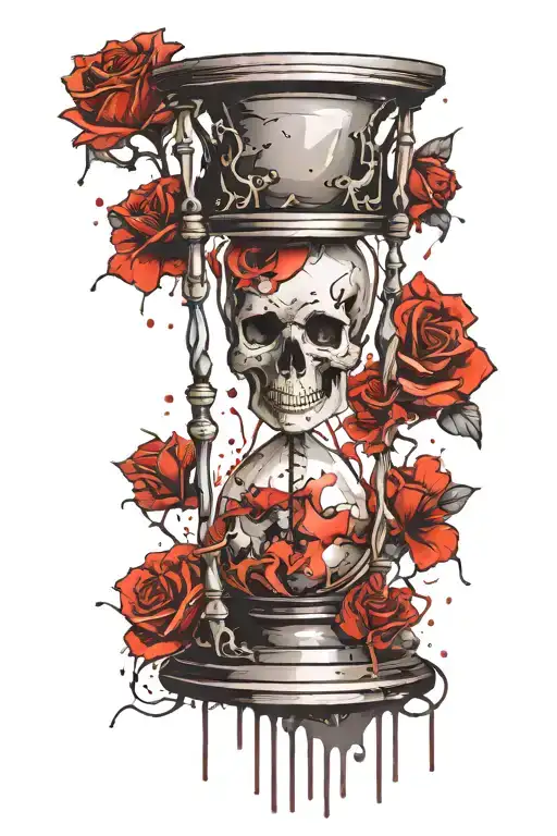 Hourglass With Skull Inside Representing Life Cycle