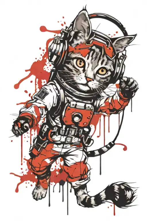 Astronaut Cat With Headphones