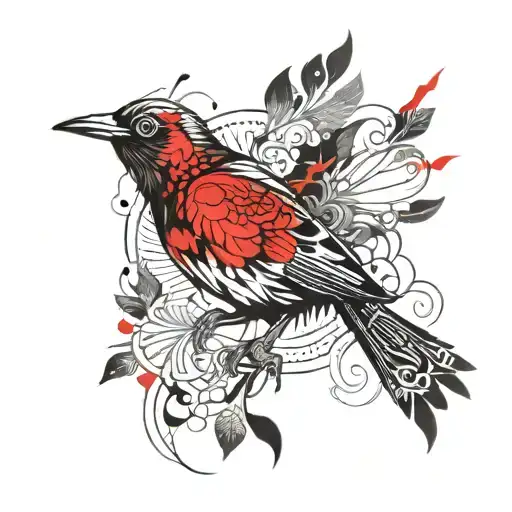 Bird Outline With Filigree Instead Of Feathers