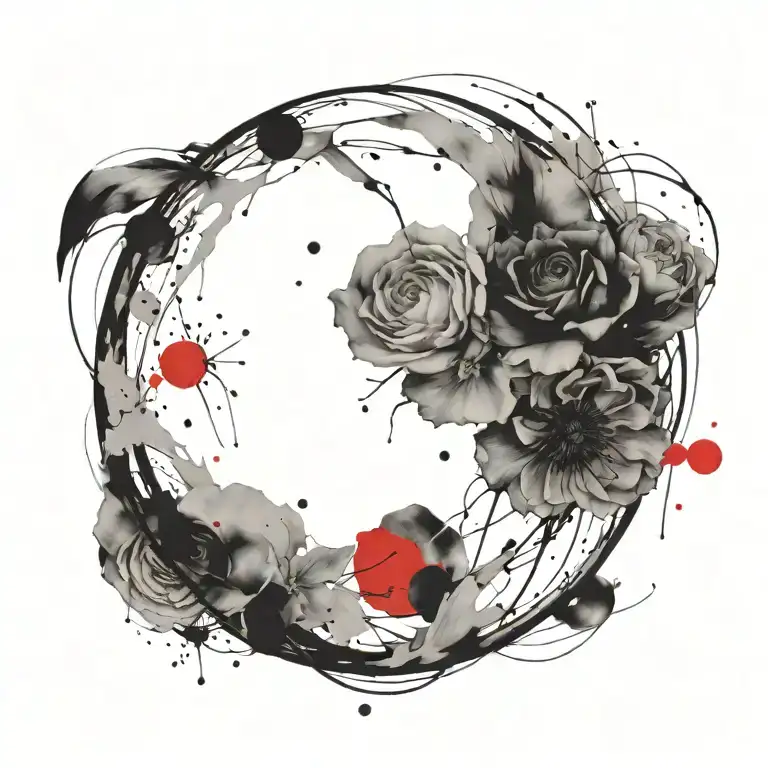 Moon Tattoo With Flowers