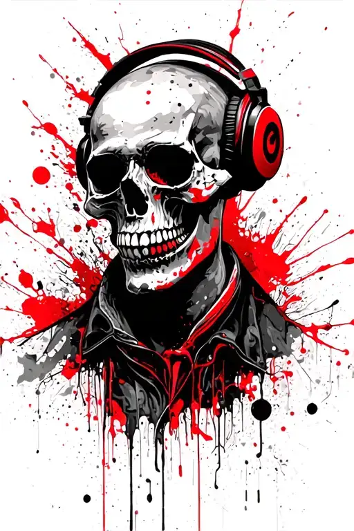 Music Skull Wearing Headphones