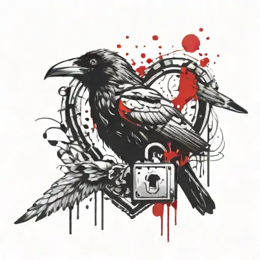 Crow Eat Human Heart And Heart Shaped Lock