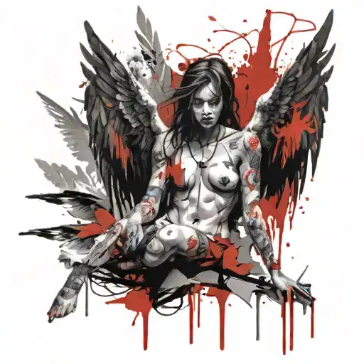 Fallen Angel With Tattoos On The Body