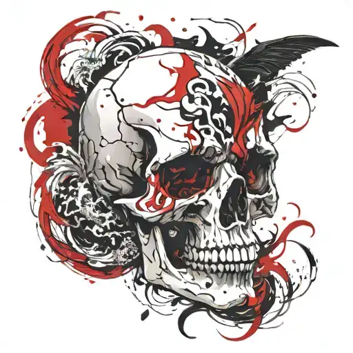 Skull And Water Waves