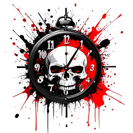 Skulls Inside Clock Face