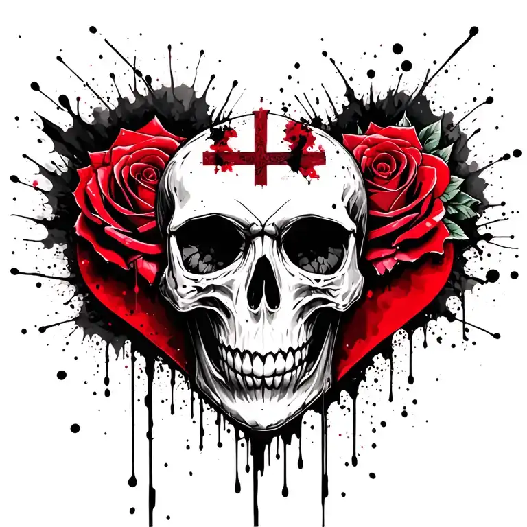 Rose Heart Skull Cross Pigeon