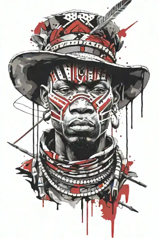 Basotho Warrior With A Spear And Straw Hat