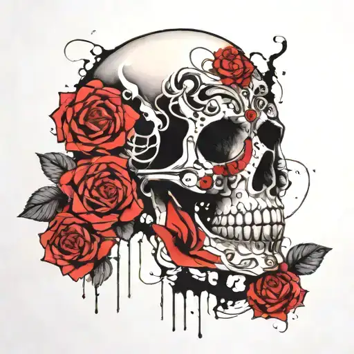 Mexican Death Mask And Roses