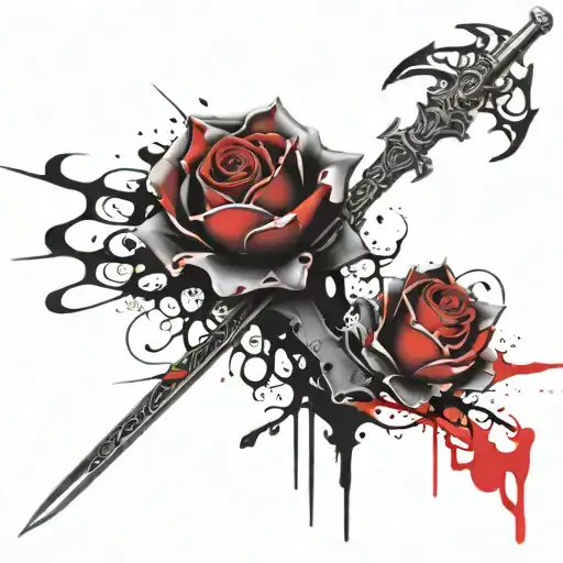 Cre With Iron Sword And Rose Intertwined