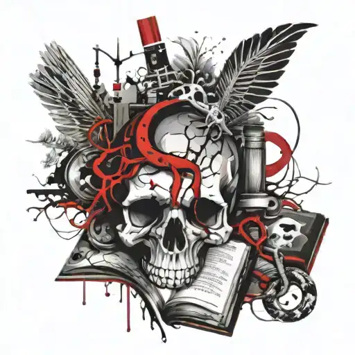 Books With Skull And Snake Intertwined
