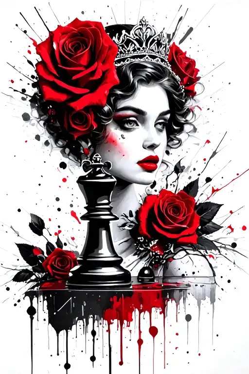 Chess Queen With Roses