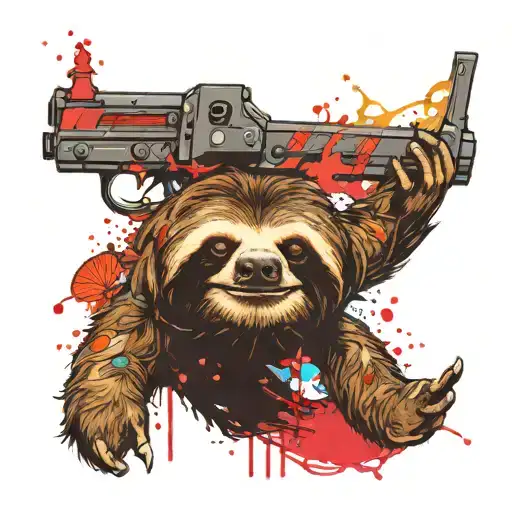 Sloth Hanging By A Gun Psychedelic Mushroom