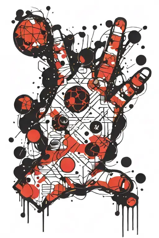 Space With Planets And Letters On The Whole Hand