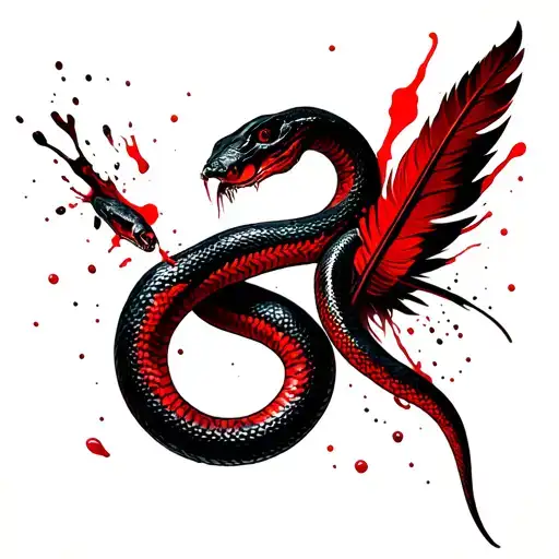 Snake Eating Cupid Feathers Surrounding